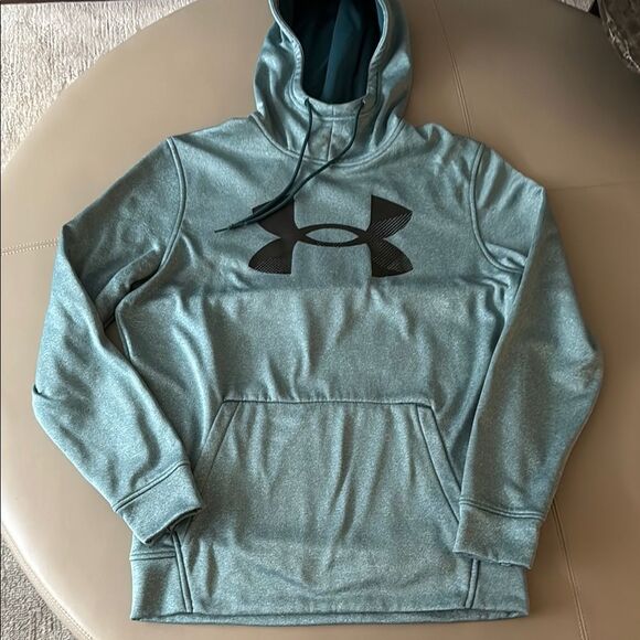 Under Armour Mens Long Sleeve Big Logo Fleece Hoodie. Size Small. Green Heather. - Picture 1 of 7
